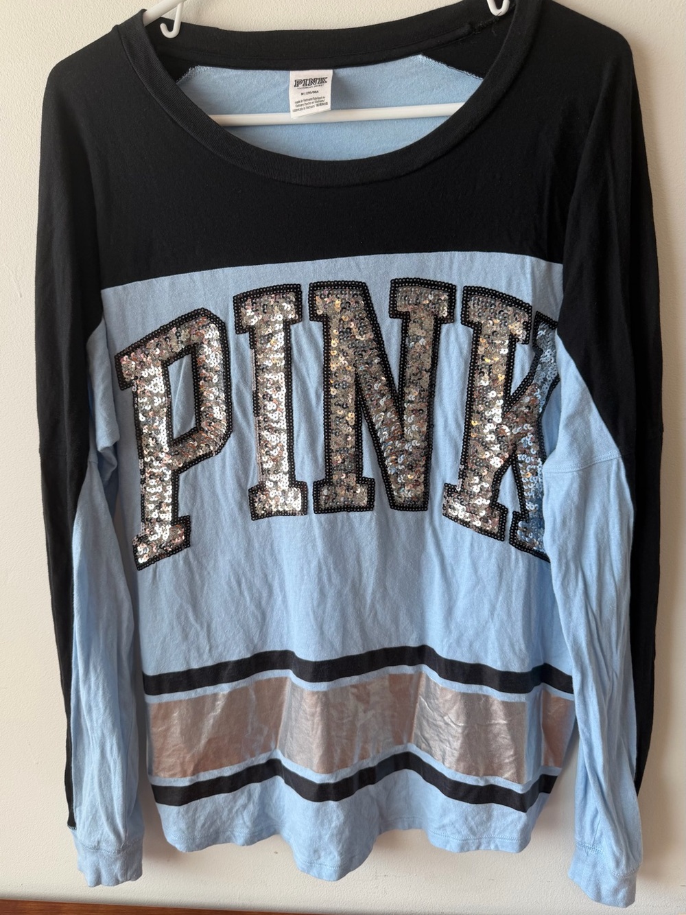 PINK Victoria's Secret Sequin Bling Colorblock Top M